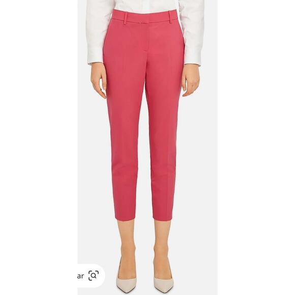 Theory Womens Treeca 2 Good Wool Cropped Watermelon Pink Tailored Dress Pants 2 - Picture 1 of 15